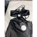 Petal and Pup  Black Satin Midi Dress Side Cutout 6 NEW Photo 6