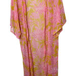 P2F Kimono Duster Pink Yellow Floral Open Front One Size Bohemian Cover Up Photo 0