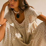 Free People  Ethereal Bohemian Bring The Romance Midi Maxi Dress Neutral XL Photo 0