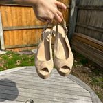 Veronica Beard  Dali Suede Peep-Toe Wedge Sandals in‎ Sand Size 8.5 Photo 8