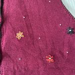 Classic Elements NWOT Vintage  Burgundy Embroidered Floral Beaded Sleeveless Cardigan Vest, size S Photo 12