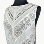 Anthropologie NWT Meadow Rue  Lace Peplum Sleeveless Top | Sz Medium | White Photo 2