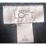 Ann Taylor LOFT Full‎ Zip Hoodie Contrast Stitching Pockets Black Comfy Large Photo 3