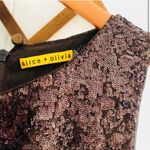 Alice + Olivia Sequin Brown Valerie Draped Dress size 8 Photo 7