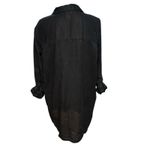 Sigrid Olsen  Size L 100% Linen Button Front Tunic Top Blouse Swim Coverup Black Photo 2