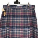 70’s Vintage Wool Blend Blue Purple Plaid Midi Skirt Deadstock Waist size 32 Size L Photo 1