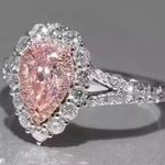 3Ct Pink Pear Cut Lab Created Diamond Engagement Wedding 14K White Gold FN Ring Photo 1