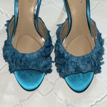 Badgley Mischka Badgley Mischa  Blue Satin Slip-on Kitten Heel Sandals(Size 5) Photo 6