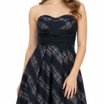 BCBGMAXAZRIA  Strapless Fit & Flare Dress Size 2 Black Pink Plaid Cocktail Event Photo 0