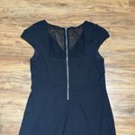 EXPRESS  Black Cocktail Dress Size 10‎ V Neck Cap Sleeve Ruffle Back Zipper Midi Photo 5