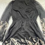 Cupshe Floral Print Chiffon Mini Dress Women's Medium Long Sleeves Black NEW Photo 5