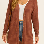 Z Supply  Mineral Wash Oversized Button Front Cardigan in Rust Clay Medium Photo 0