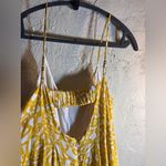 Maeve Anthropologie  Yellow White Patterned wide leg Jumper maxi 8 resort wear Photo 7