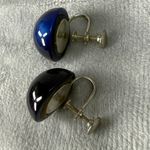 Vintage Screw back Blue Glass Dome Earrings Women Accessory Classic Work Casual Photo 2