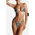 Swim by Di Bikini Top & Bottoms Set Zebra Flemish Knot Size XS Black White Photo 5