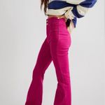 We The Free  People Jayde Drawstring Flare Jeans, Size 32, High Rise, Stretch, Fuchsia Pink, Long Photo 0