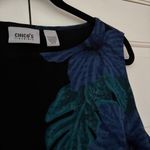 Travelers Size 3 Black Tank Top Blue Floral Leaf Botanical Chicos XL Photo 1