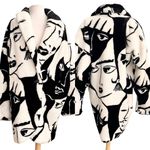 Vintage Donnybrook Faux Fur Coat Jacket Car Coat Faces Oversized L Large Black Photo 1