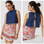Anthropologie  Pilcro Sleeveless Denim Cropped Tank Medium Tie Bow Back Preppy Photo 1