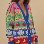 Farm Rio  Sweet‎ Orchard Knit Cardigan sz large oversized dopamine dressing Photo 0