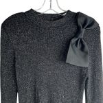Ann Taylor Factory Women's M Black Metallic Sweater Bow Detail Pullover Size M Photo 1