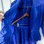 Vintage 100% Silk Butterfly Garden Embossed Print Skirt Suit Set size M 8 🦋 Blue Size M Photo 4