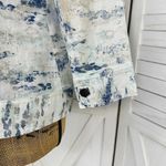 Chico's Chico’s Watercolor Linen Blend Open Front Topper Jacket White Blue Small Photo 7