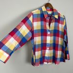 Foxcroft Shirt 18 Plaid Check Shaped Fit Button Down Front Long Sleeve V-Neck Photo 5
