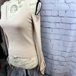 EXPRESS Cold Shoulder Ribbed V-Neck Bell Sleeve Sweater - Blush - size M Photo 4