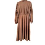 Lichi 40's inspired modest long sleeve midi dress attached neck tie/bow L Brown Size L Photo 3