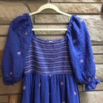 In Bloom EMMIE EMBROIDERED MAXI DRESS Blue Pink Large Cottagecore boho FP Photo 7