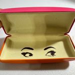 Kate Spade  New York Pink Orange Hard Shell Eyeglass Case with Eyes Design Photo 6