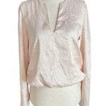 Sincerely Jules  Blouse Top Peach Satin Leopard Faux Wrap Photo 6