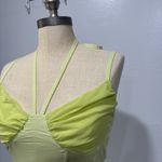 Women’s Cropped Tank Top Size S Boning Rushed Mesh Y2K Green Coquette Feminine Photo 2