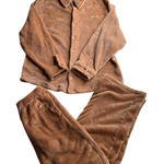 PINK - Victoria's Secret PINK VS Velour Fleece 2pc Pajama Set Tan Brown Size Small Medium NWOT Sleepwear Photo 0