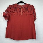 Boho Orange Crochet Lace Neck Top Sz XL Photo 5