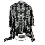 New York And Company Women's | | Black White Geometric Open Front Cascade Cardigan Photo 4