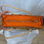 Vintage Woven Basket Floral Embellished Handbag Tan Photo 4