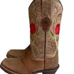 Arena tombstone  queen rose cowgirl boots square toe Size 7 brown leathe euc Photo 0