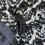 Bebe Wool Blend Belted Coat Snap Buttons Black White Metallic Silver Threads Sm Photo 6