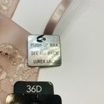 Kathy Ireland  Push-Up Bra Racerback‎ Underwire Size 36D Lurex Lace Beige NEW Photo 3