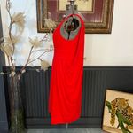 Trina Turk NWT  Ocean Cape Back Drape Dress in Bright Red Lava - Sz M 🧡🎀 Photo 5