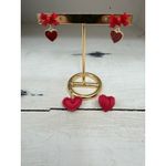 Red Heart Earrings Bundle Glitter Bow Studs 3D Textured Cute Kawaii Valentine Photo 1