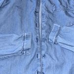 ZARA  Chambray Button Down Shirt Blue‎ Denim Look Top Size Medium Photo 5