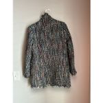 Sans Souci Womens sz S Tweed Metallic Fringe Woven Pearly Button Blazer Preppy Photo 2