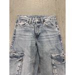 ZARA Light Wash Denim Cargo Jeans Women's Size 28x32 Relaxed Fit Utility Pants Photo 2