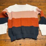 Womens Striped Knit Sweater Long Sleeve Crew Neck Pullover Size M White Size M Photo 0