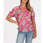 Dylan  Clothing Mia Floral Blouse‎ Pink Size XSmall Preppy 100% Cotton Top Photo 8