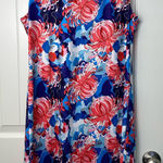 NWOT Top It Off‎ women’s blue pink floral jellyfish abstract sleeveless dress M Size M Photo 0