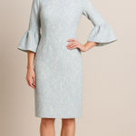 Betsy and Adam Ice Blue and Silver Jacquard Midi Dress - Size 14W Photo 0